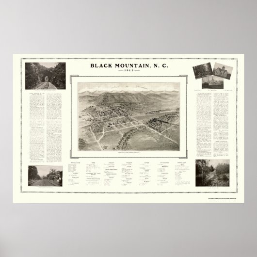 Black Mountain, NC Panorama Karte - 1912 Poster (Vorne)