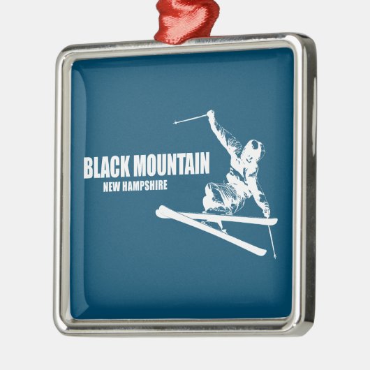 Black Mountain New Hampshire Skier Ornament Aus Metall (Links)