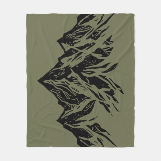 Black Mountain Peak | Modern Moss Green Hiking Fleecedecke (Vorderseite)