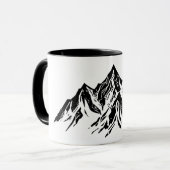 Black Mountain Peaks | Modern Minimalist Hiking Tasse (Vorderseite Links)