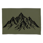 Black Mountain Peaks | Modern Moss Green Hiking Kissenbezug (Vorderseite)