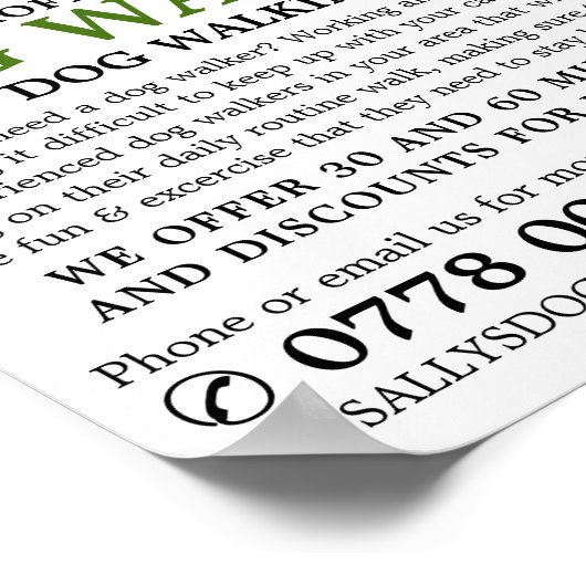 Black Mouth Cur, Dog Walker Service-Werbung Poster (Ecke)