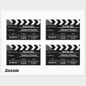 Black Movie Clapboard Hochzeit speichern Sie das D Rechteckiger Aufkleber (Blatt)