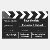 Black Movie Clapboard Hochzeit speichern Sie das D Rechteckiger Aufkleber (Vorderseite)