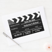 Black Movie Clapboard Hochzeit speichern Sie das D Rechteckiger Aufkleber (Umschlag)