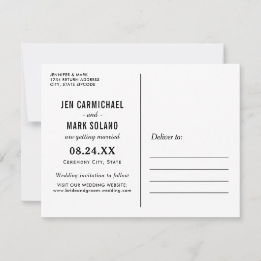 Black Movie Poster Wedding Foto Save the Date (Rückseite)