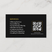 Black Moving Truck Services QR-Code Visitenkarte (Rückseite)