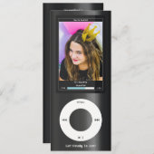 Black MP3 Music Player II Birthday Einladung (Vorne/Hinten)