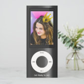 Black MP3-Musikplayer-Geburtstag Einladung (Stehend Vorderseite)
