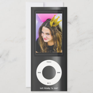 Black MP3-Musikplayer-Geburtstag Einladung
