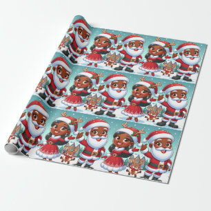 Black Mr. & Mrs. Claus Packpapier