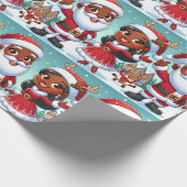 Black Mr. & Mrs. Claus Packpapier (Ecke)