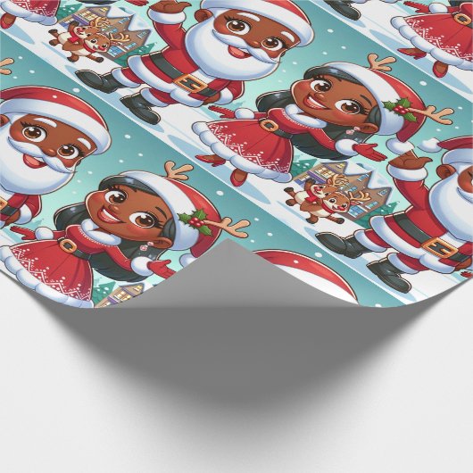 Black Mr. & Mrs. Claus Packpapier (Ecke)