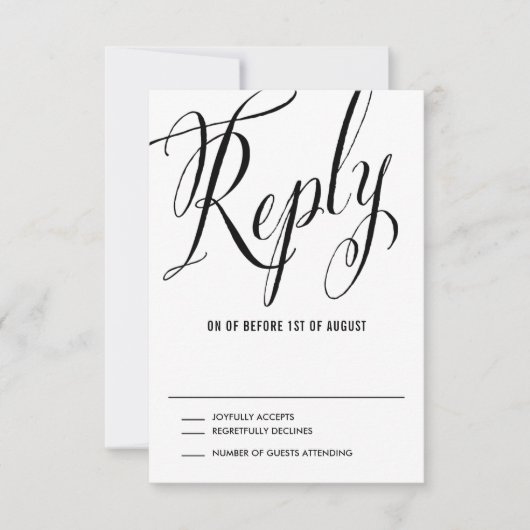 Black Mr. & Mrs. Elegant Script Wedding RSVP (Vorderseite)
