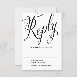 Black Mr. & Mrs. Elegant Script Wedding RSVP