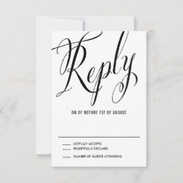 Black Mr. & Mrs. Elegant Script Wedding RSVP Karte