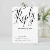 Black Mr. & Mrs. Elegant Script Wedding RSVP Karte (Stehend Vorderseite)