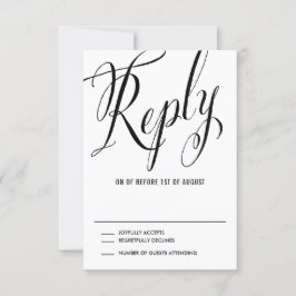 Black Mr. & Mrs. Elegant Script Wedding RSVP Karte