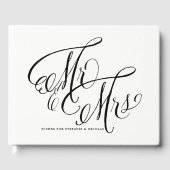 Black Mr. und Mrs. Rustic Calligraphy Foto Wedding Gästebuch (Vorderseite)