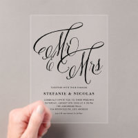 Black Mr. und Mrs. Rustic Calligraphy Wedding
