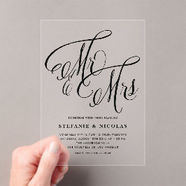 Black Mr. und Mrs. Rustic Calligraphy Wedding Acryleinladungen