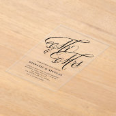 Black Mr. und Mrs. Rustic Calligraphy Wedding Acryleinladungen (Ablage )