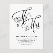 Black Mr. und Mrs. Rustic Script QR Code Wedding Einladungspostkarte (Vorderseite)
