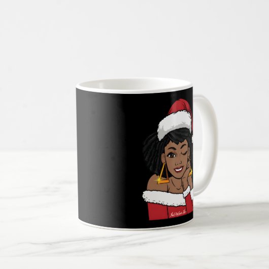 Black Mrs Claus W Afro Winking Afro American Kaffeetasse (VorderseiteRechts)