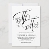 Black Mrs & Mrs. Rustic Script QR Code Wedding Einladung (Vorderseite)