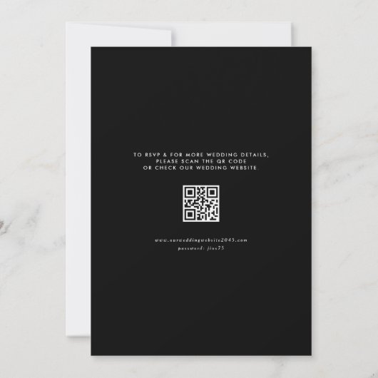 Black Mrs & Mrs. Rustic Script QR Code Wedding Einladung (Rückseite)
