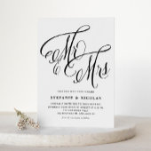 Black Mrs & Mrs. Rustic Script QR Code Wedding Einladung