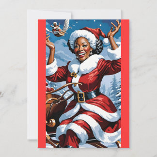 Black Mrs Santa Claus Weihnachtskarte Weihnachtska Feiertagskarte