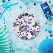 Black Mulberry Lila Floral Toile Nr. 2 Pappteller (Party)