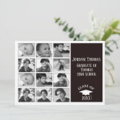 Black Multi Foto Grad Foto Einladung 7" x 5" (Stehend Vorderseite)