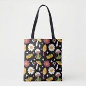 Black Mushroom, Rainbow and Daisises Pattern Tasche (Vorderseite)