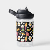 Black Mushroom, Rainbow and Daisises Pattern Trinkflasche (rechts)