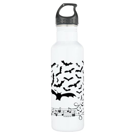 Black Music Bats Design Edelstahlflasche (Vorderseite)
