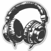 Black Music Headphones DJ Geburtstagsparty Aufkleber (Vorderseite)