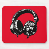 Black Music Headphones DJ Mousepad (Vorne)