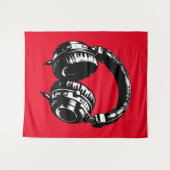 Black Music Headphones DJ Party Signature Art Wandteppich (Vorderseite (Horizontal))