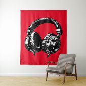 Black Music Headphones DJ Party Signature Art Wandteppich (Beispiel)