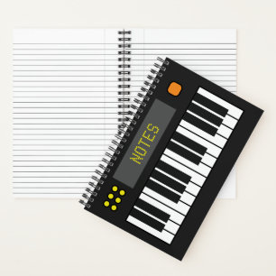 Black Music Keyboard Journal Spiral Notebook Notizblock
