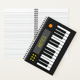 Black Music Keyboard Journal Spiral Notebook Notizblock