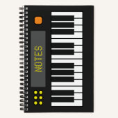 Black Music Keyboard Journal Spiral Notebook Notizblock (Vorderseite)