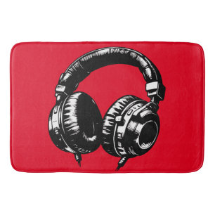 Black Music Kopfhörer DJ Badematte