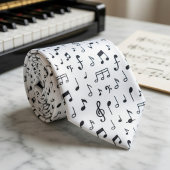 Black Music Notes on White  Krawatte