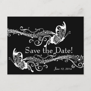 Black Musical Butterfells Save the Date Ankündigungspostkarte