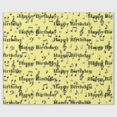 Black Musical Happy Birthday Geschenkpapier (Flach)