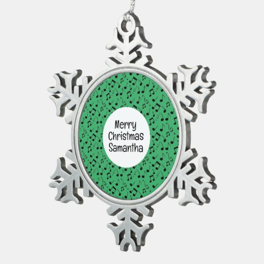 Black Musical Notes Design Snowflake Ornament (Rechts)