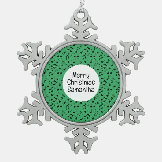 Black Musical Notes Design Snowflake Ornament (Vorderseite)